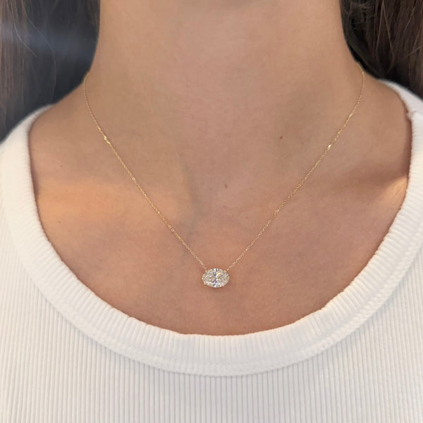 14K GOLD 2.00 CT LAB GROWN DIAMOND OVAL NECKLACE