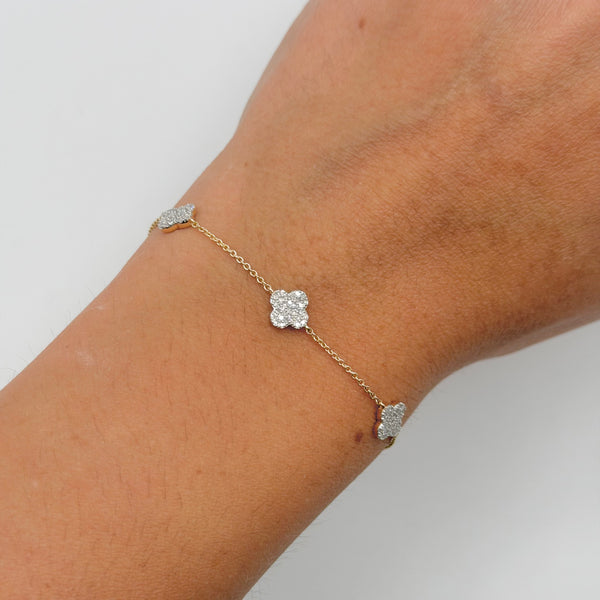14K GOLD DIAMOND STELLA CLOVER BRACELET