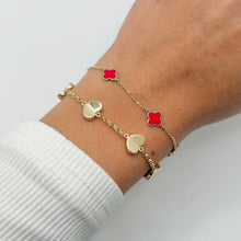 14K GOLD CORAL SMALL MEGAN CLOVER BRACELET