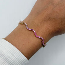 14K GOLD PINK SAPPHIRE OMBRE WAVE BRACELET