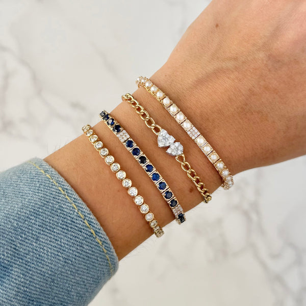 14K GOLD DIAMOND AND PEARL LAUREN BRACELET