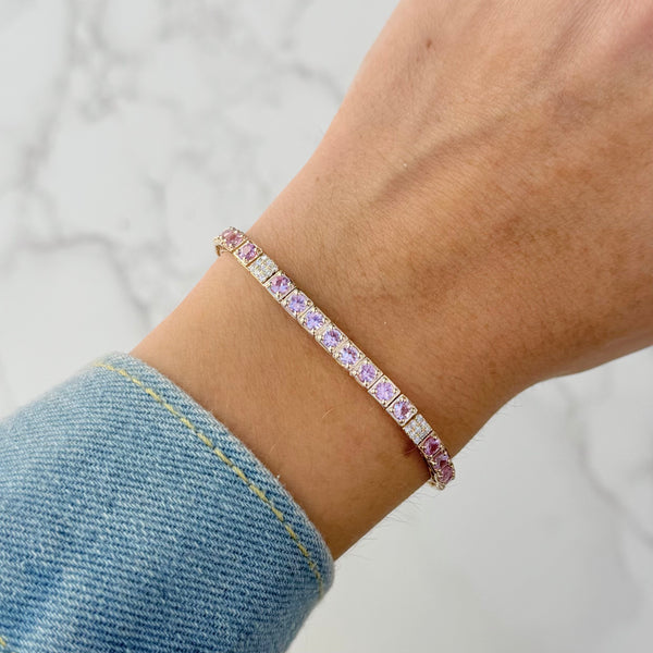 14K GOLD DIAMOND AND PINK SAPPHIRE LAUREN BRACELET