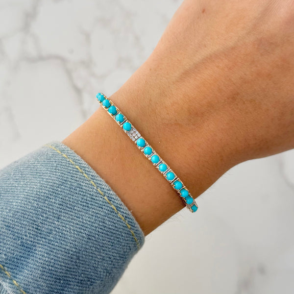 14K GOLD DIAMOND AND TURQUOISE LAUREN BRACELET