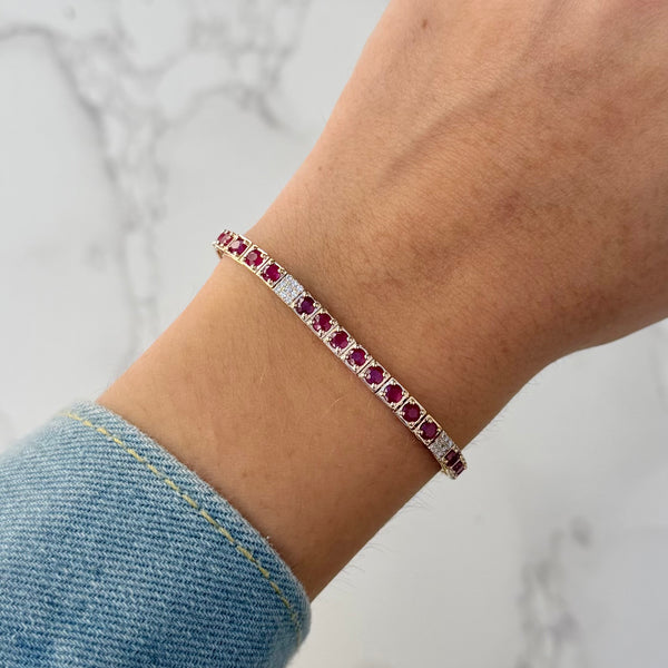 14K GOLD DIAMOND AND RUBY LAUREN BRACELET
