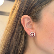 14K GOLD DIAMOND AND RUBY CLAIRE FLOWER STUDS