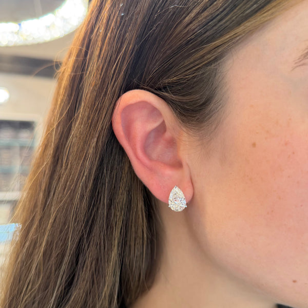 14K GOLD 6.00 CT LAB GROWN DIAMOND PEAR STUDS