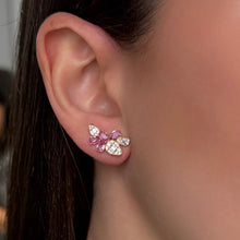 14K GOLD DIAMOND PINK SAPPHIRE SHERYL STUDS