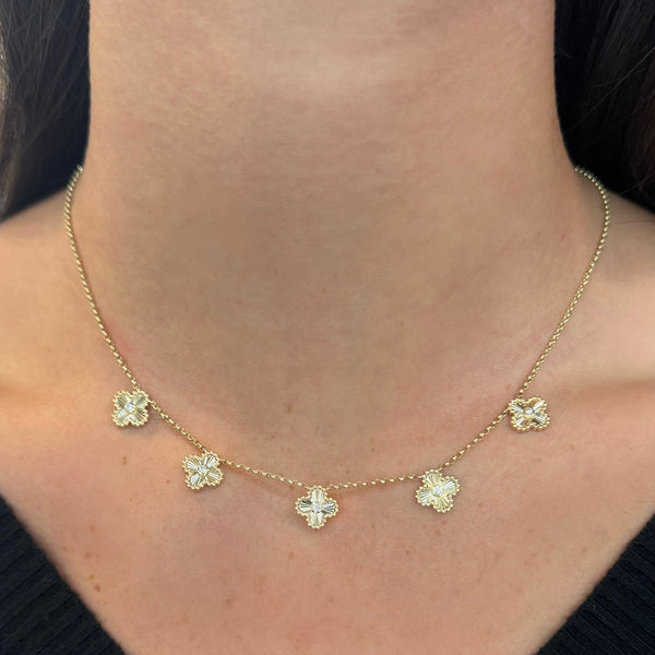 14K GOLD DIAMOND CLAUDIA CLOVER NECKLACE