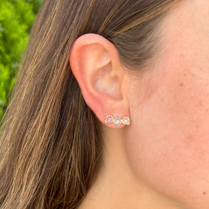 14K GOLD DIAMOND MULTI COLOR SAPPHIRE ELIZA STUDS