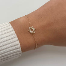 14K GOLD DIAMOND STAR OF DAVID BRACELET