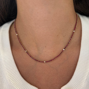 14K GOLD DIAMOND RUBY ELLIE TENNIS NECKLACE