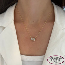 14K GOLD 2.50 CT LAB GROWN DIAMOND EMERALD BEZEL NECKLACE