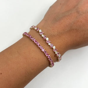 14K GOLD PINK SAPPHIRE MOLLY HEART BRACELET