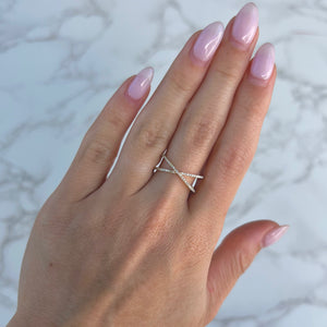 14K GOLD DIAMOND SMALL MELISSA X RING