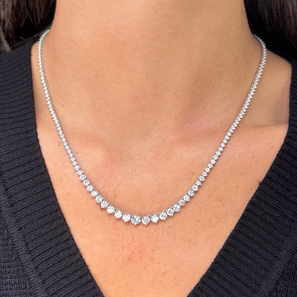 14K GOLD 7.12 CT DIAMOND GRADUATED TENNIS NECKLACE