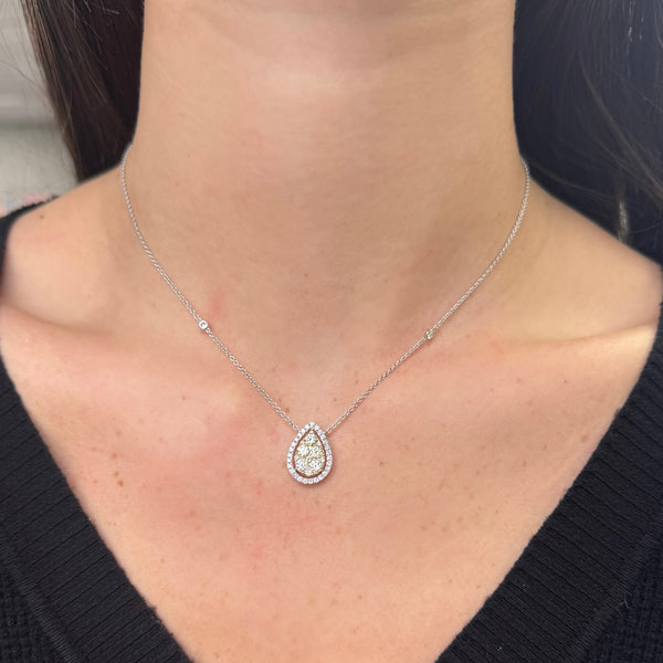 14K GOLD DIAMOND LARGE AMY PEAR NECKLACE