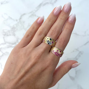 14K GOLD MULTI COLOR SAPPHIRE CONFETTI RING