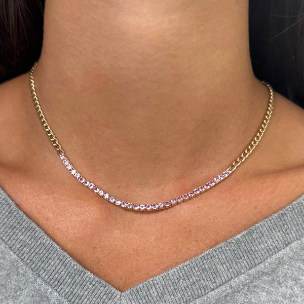 14K GOLD PINK SAPPHIRE LISA NECKLACE