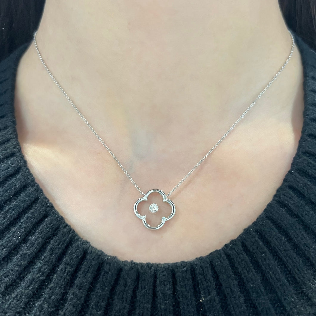 14K GOLD DIAMOND CARLY CLOVER NECKLACE