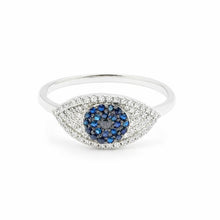 14K GOLD DIAMOND BLUE SAPPHIRE NINA EYE RING