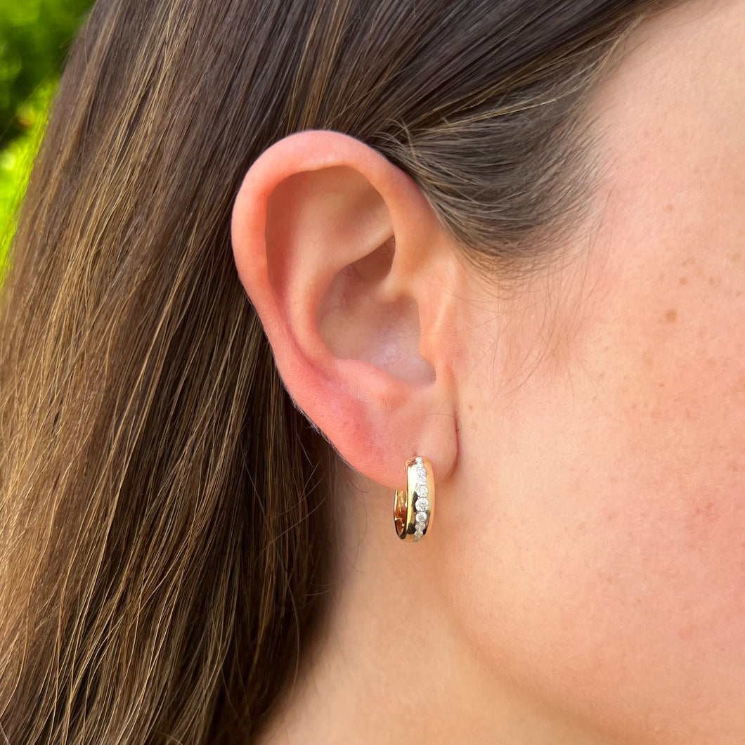 14K GOLD DIAMOND DANA HUGGIES