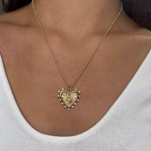 14K GOLD DIAMOND HOLLY HEART NECKLACE