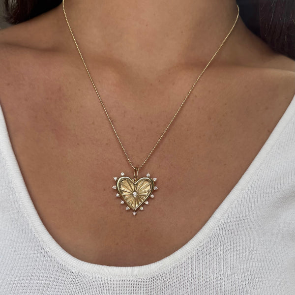 14K GOLD DIAMOND HOLLY HEART NECKLACE
