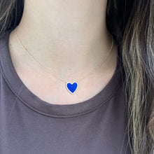14K GOLD DIAMOND LAPIS MEDIUM HAILEY HEART NECKLACE