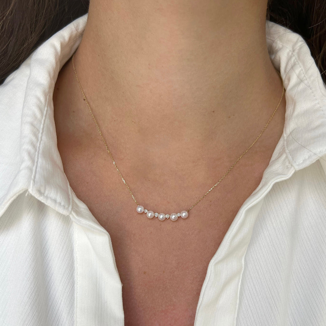14K GOLD DIAMOND PEARL MARLEE NECKLACE