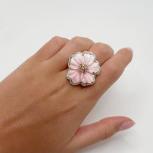 14K GOLD DIAMOND PEARL CHERISE FLOWER RING