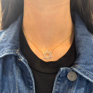 14K GOLD DIAMOND YAFFA STAR OF DAVID NECKLACE