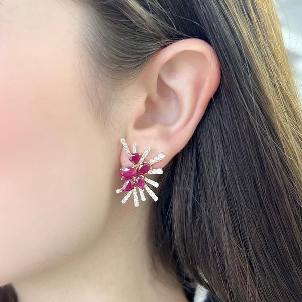 14K GOLD DIAMOND RUBY ABBY EARRINGS