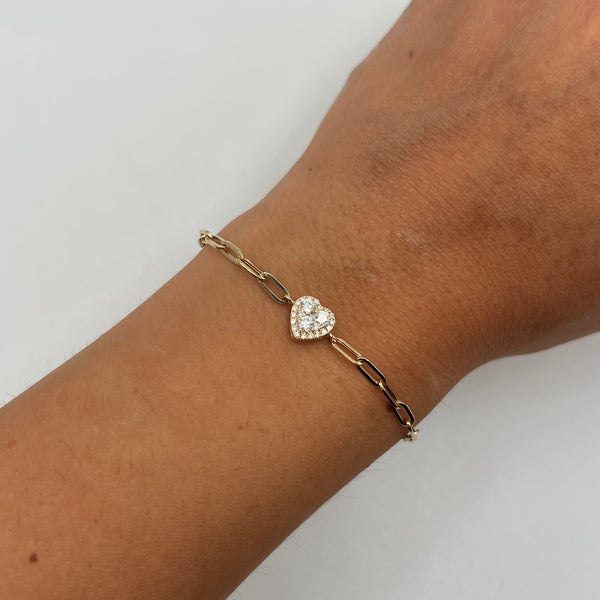 14K GOLD DIAMOND KATIE HEART BRACELET