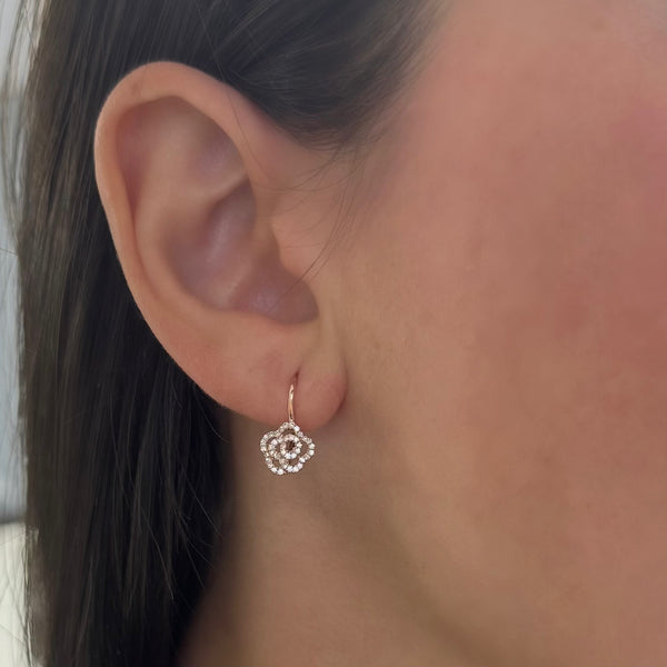 14K GOLD DIAMOND CAMILIA LEVERBACK EARRINGS