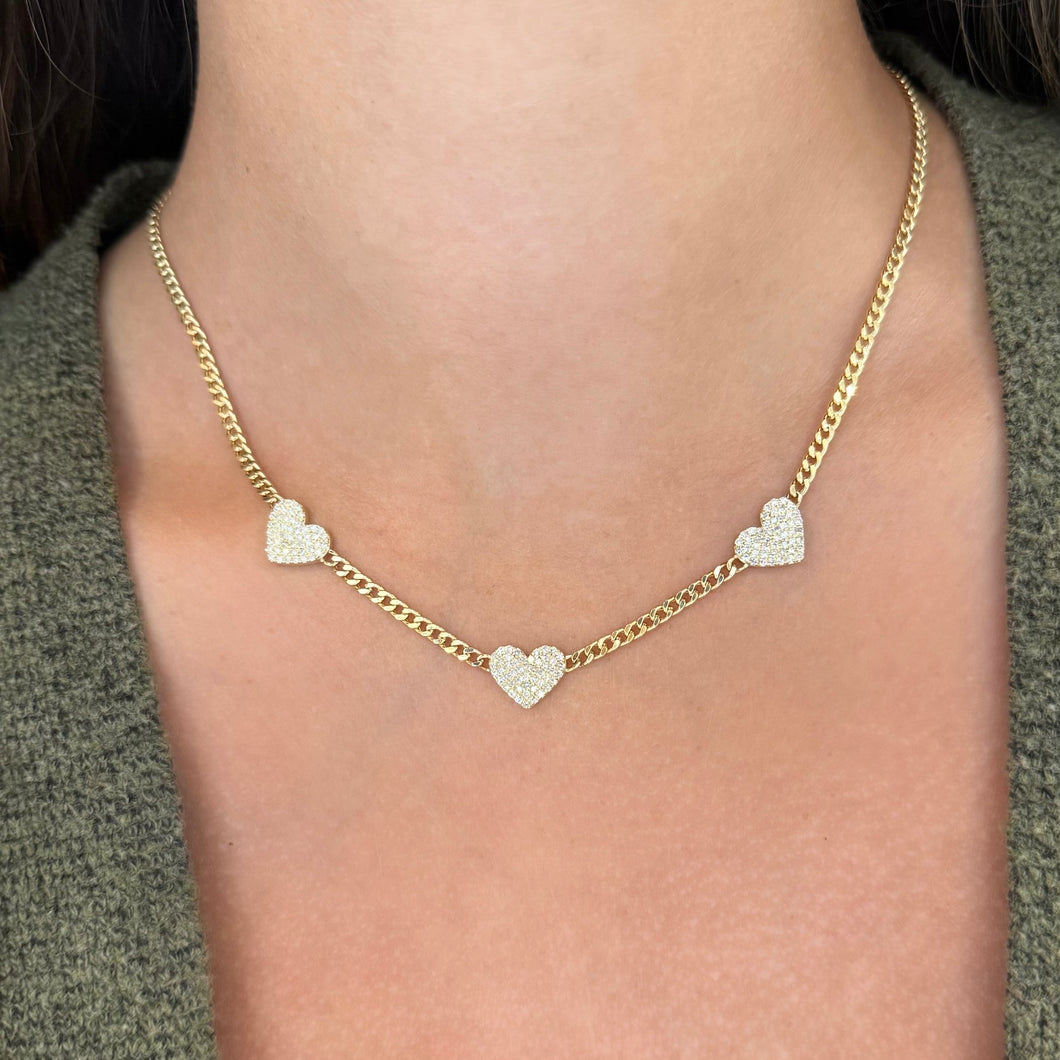 14K GOLD DIAMOND LARGE COREY HEART NECKLACE
