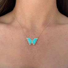14K GOLD DIAMOND BEATRIX TURQUOISE BUTTERFLY NECKLACE