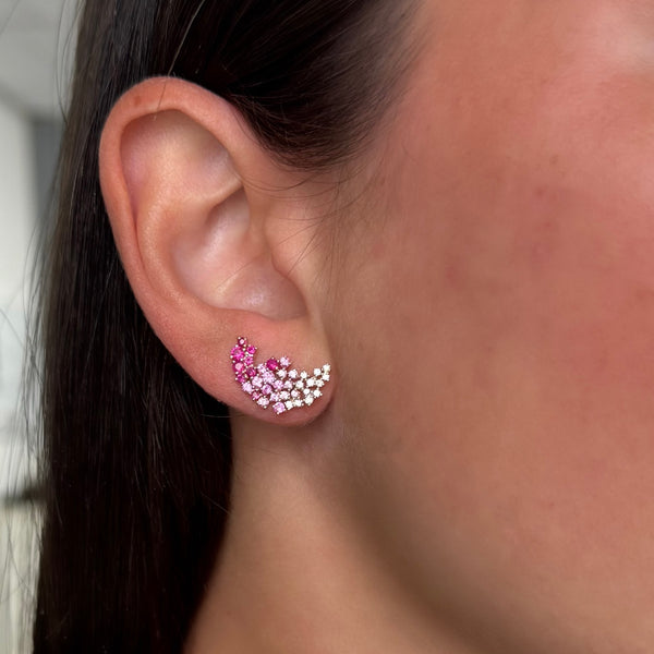 14K GOLD DIAMOND PINK SAPPHIRE COLETTE STUDS