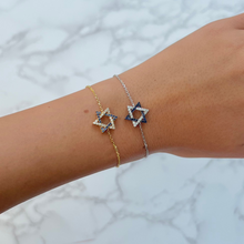 14K GOLD DIAMOND SAPPHIRE STAR OF DAVID BRACELET