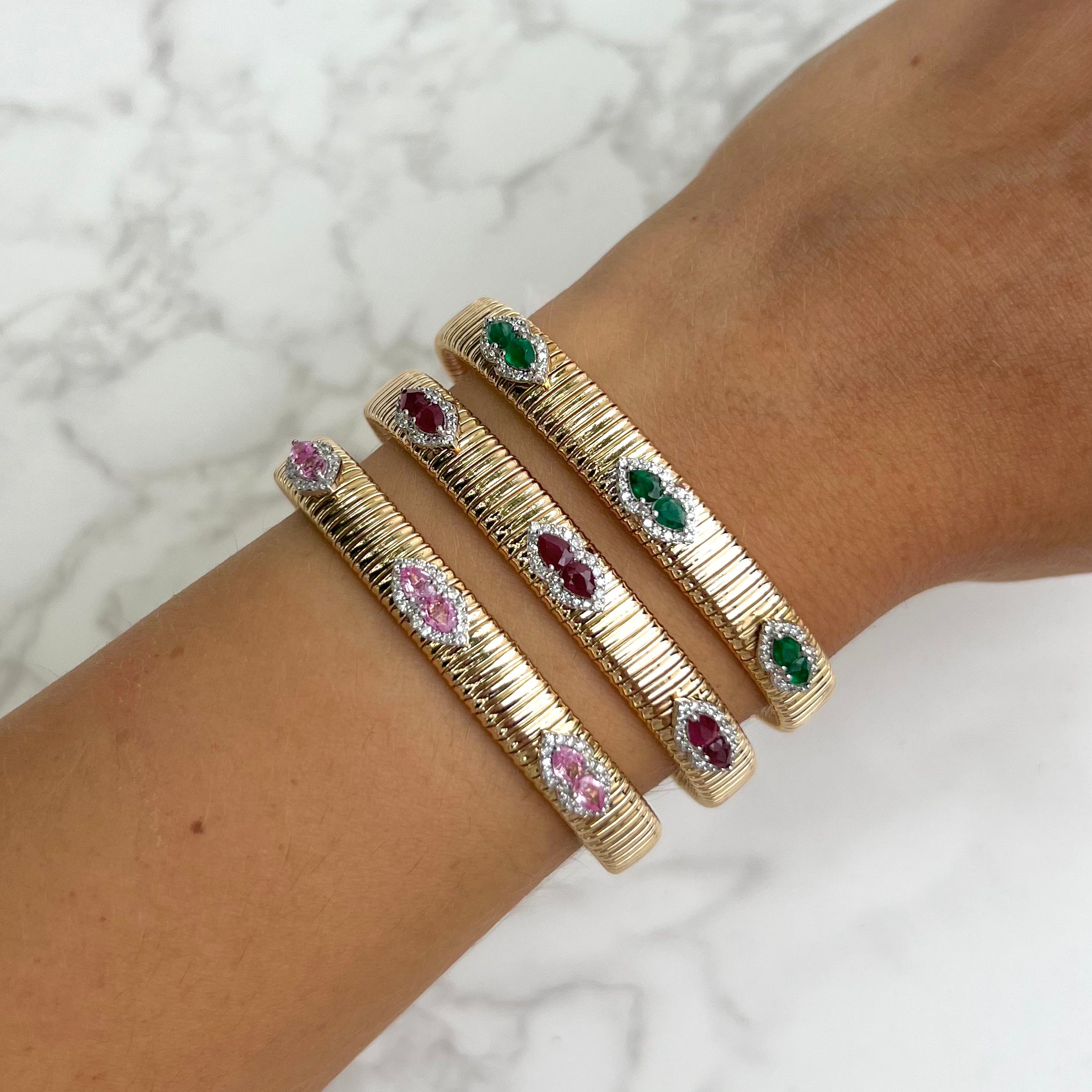 14K GOLD DIAMOND EMERALD CHLOE BANGLE – Jen K Online 14K GOLD DIAMOND EMERALD CHLOE BANGLE – Jen K Online