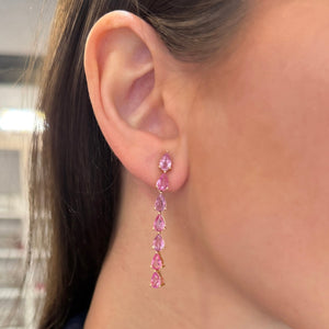 14K GOLD PINK SAPPHIRE GLINDA EARRINGS