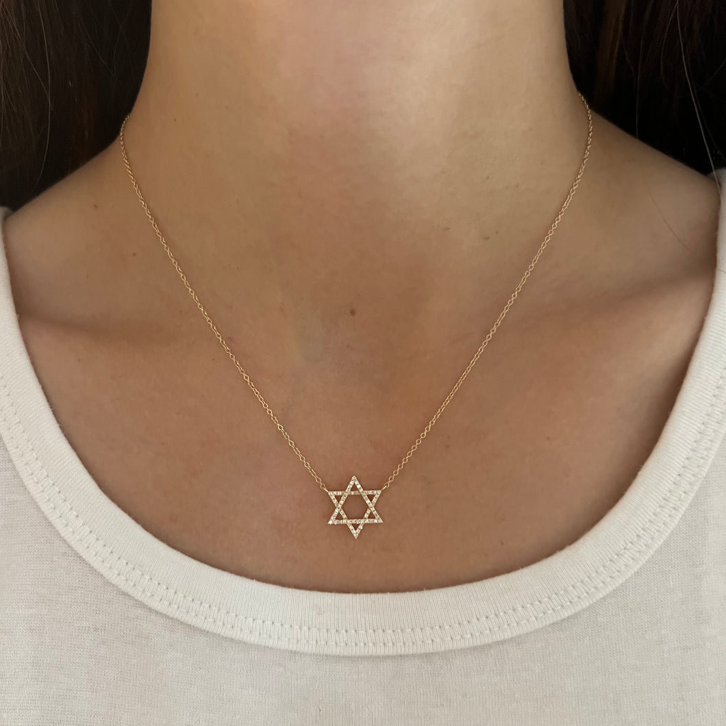 14K GOLD DIAMOND SMALL RACHEL STAR OF DAVID NECKLACE