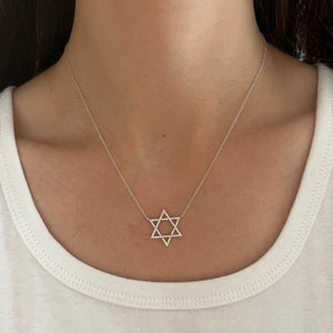 14K GOLD DIAMOND MEDIUM RACHEL STAR OF DAVID NECKLACE