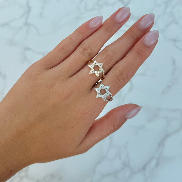 14K GOLD DIAMOND BAGUETTE STAR OF DAVID RING