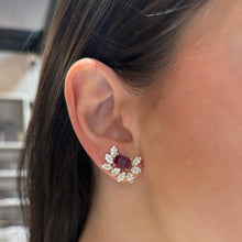 14K GOLD DIAMOND RUBY VICTORIA EARRINGS