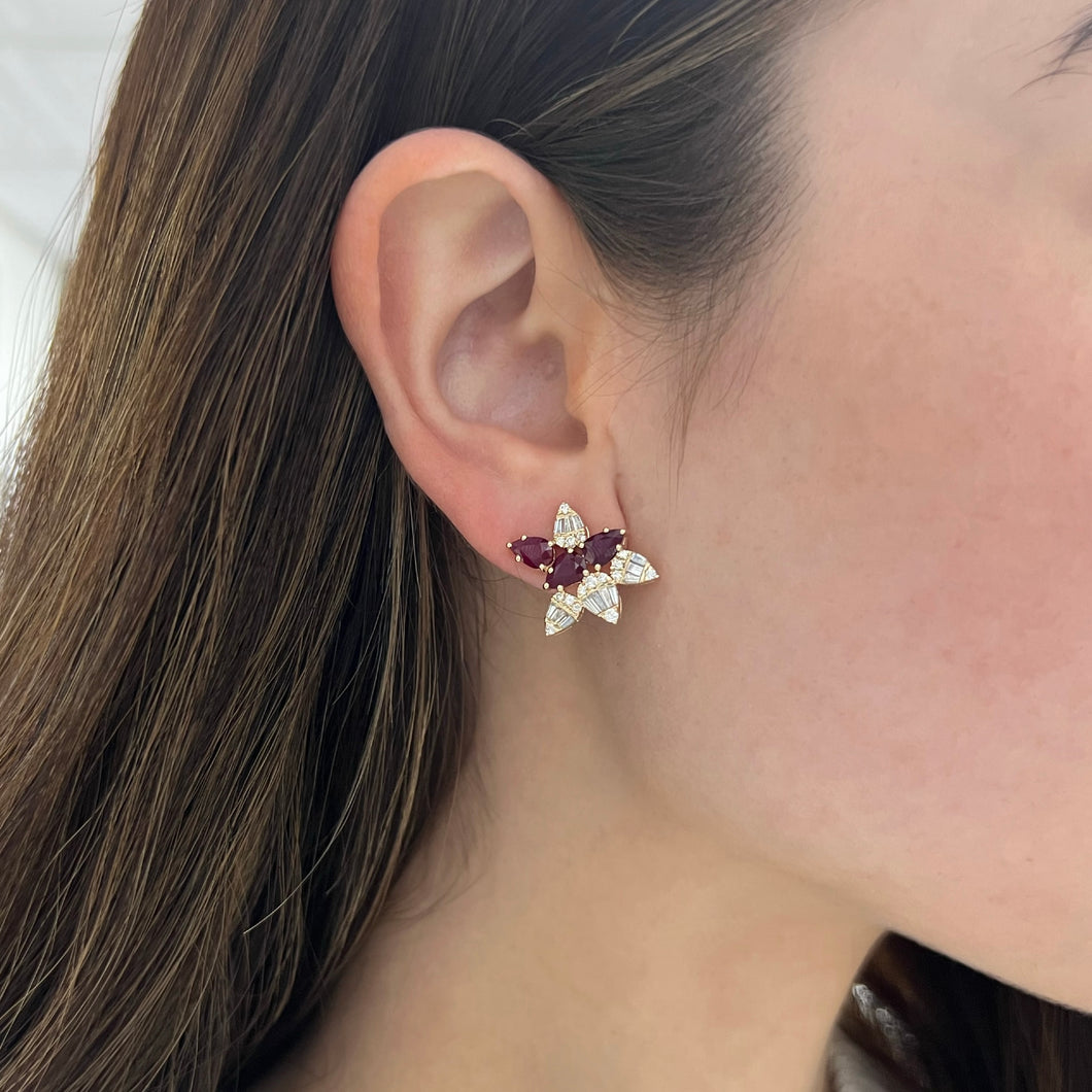 14K GOLD DIAMOND RUBY LUCIA EARRINGS