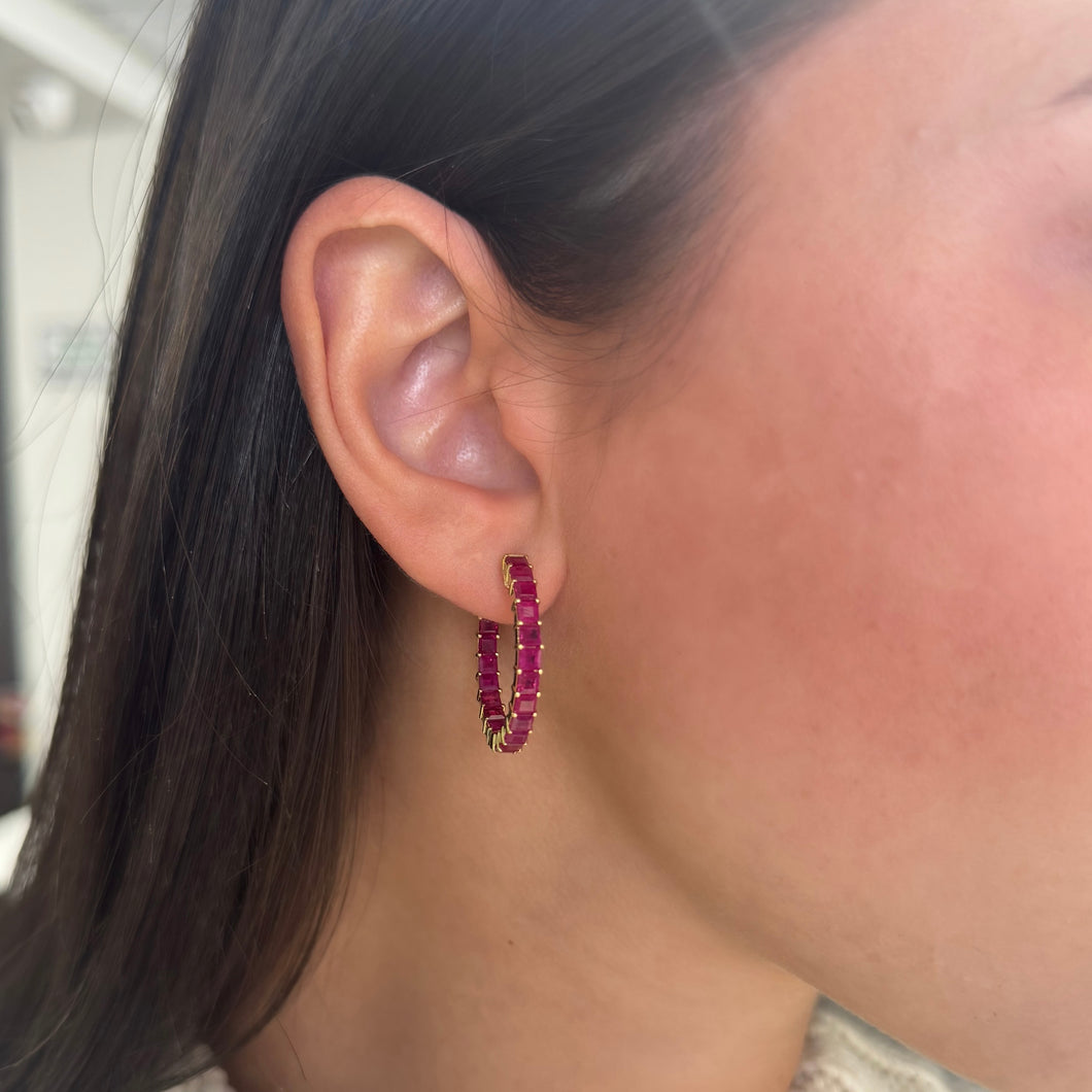 14K GOLD RUBY NATALIE HOOPS