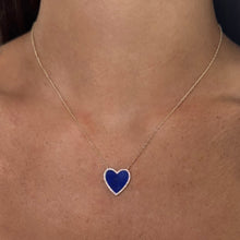 14K GOLD DIAMOND LAPIS MEDIUM HAILEY HEART NECKLACE
