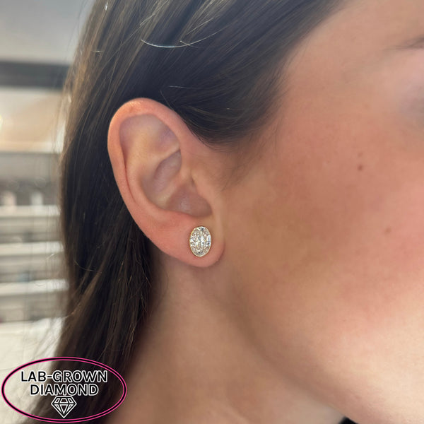 14K GOLD 4.00 CT LAB GROWN DIAMOND OVAL BEZEL STUDS