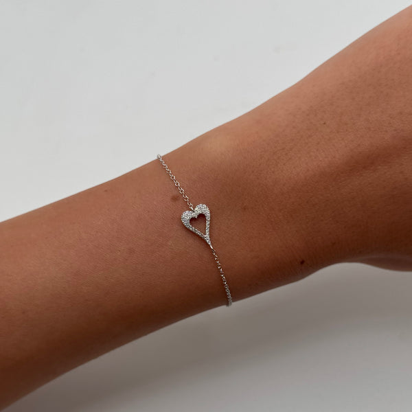 14K GOLD DIAMOND JACKIE HEART BRACELET
