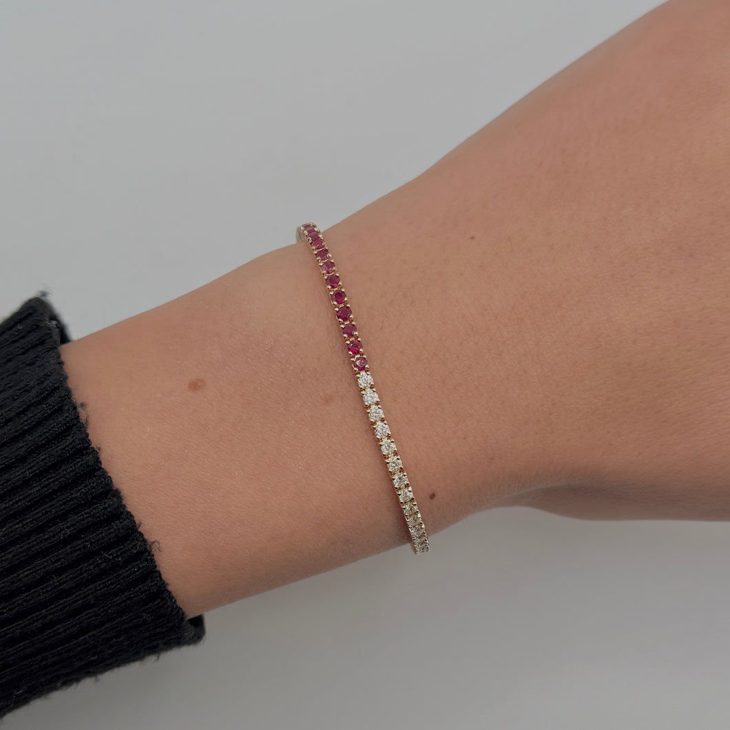 14K GOLD DIAMOND RUBY MAGGIE TENNIS BRACELET